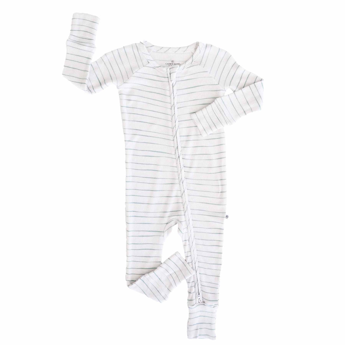 Sage's Stripes Bamboo Waffle Convertible Zip Romper