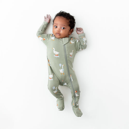 Zippered Footie in Silly Goose
